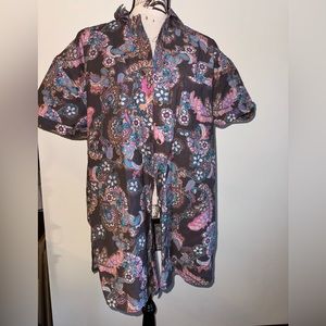 We The Free Red Floral Hawaiian Oversized Button Down Shirt